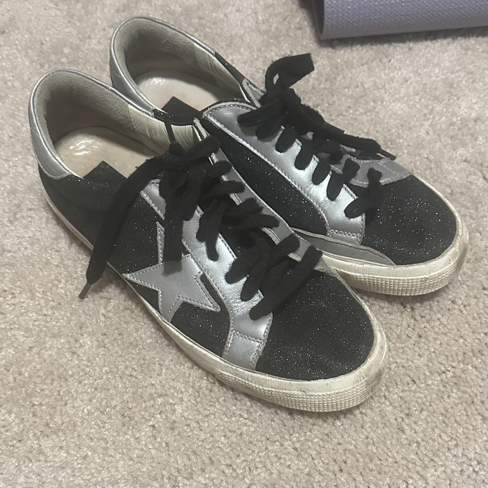 Golden Goose Black and Silver Star Sneakers